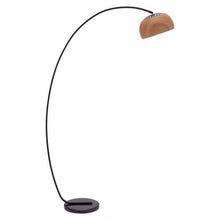 Load image into Gallery viewer, Wood &amp; Black Curved Floor Lamp
