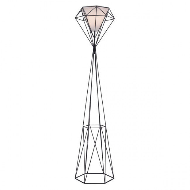 Diamond-Shaped Open Design Floor Lamp w/ Frosted Glass Shade