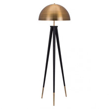 Load image into Gallery viewer, Brass-Domed Floor Lamp w/ Black Base
