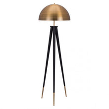 Load image into Gallery viewer, Brass-Domed Floor Lamp w/ Black Base

