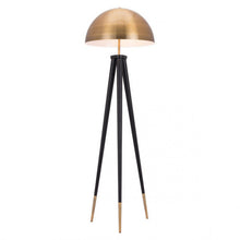 Load image into Gallery viewer, Brass-Domed Floor Lamp w/ Black Base
