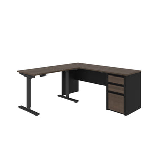 Antigua & Black 71" Single Pedestal Desk with Height Adjustable Side