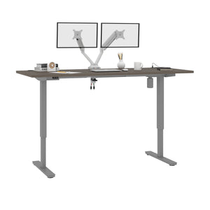 Walnut Gray 72" Twin Monitor Desk with Adjustable Top