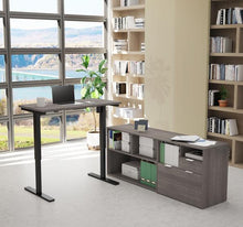 Load image into Gallery viewer, Adjustable Bark Grey Office Desk with Credenza
