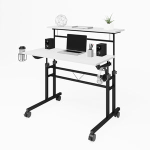 36" Rolling White Wire-Frame Desk