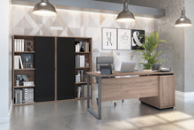 Load image into Gallery viewer, Rustic Brown and Graphite 66&quot; Desk with Twin Cabinets
