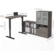 Load image into Gallery viewer, Standing Desk Set with Credenza and Hutch in Bark Gray and White
