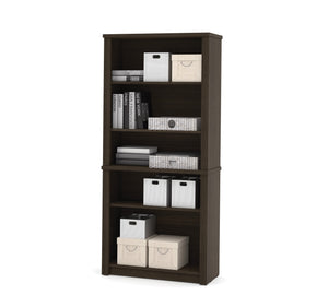 Modern U-shaped Premium Office Desk with Hutch in Dark Chocolate