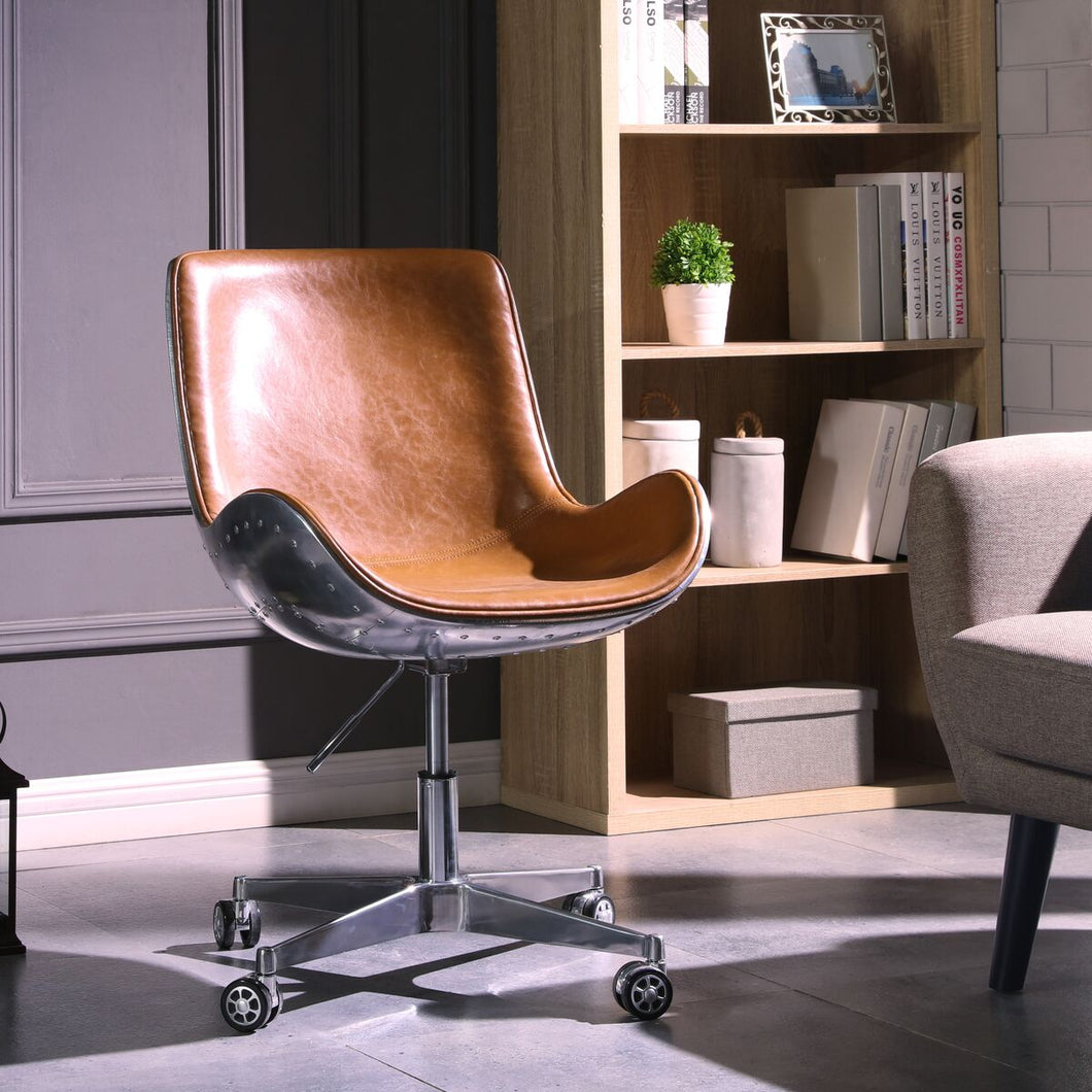 Stylish Java Brown Office Chair in Scoop Style