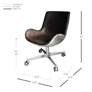 Stylish Distressed Caramel Office Chair in Scoop Style