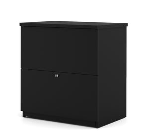 Modern L-Shaped Desk & Hutch in Deep Gray & Black Finish