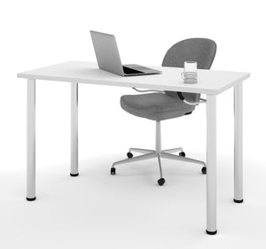 Modern 48" Office Desk with Premium White Top & Silver Legs