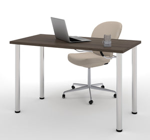 Modern 48" Office Desk with Premium Antigua Top & Silver Legs