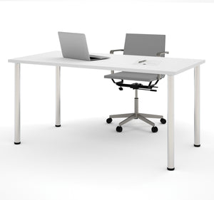 Modern 60" Office Desk with Premium White Top & Silver Legs