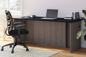 Bark Grey & Black 71" Modern Executive Desk