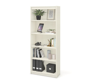 Contemporary 72" 5 Shelf Bookcase in White Chocolate