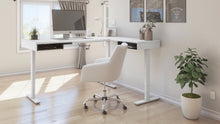 Load image into Gallery viewer, 71&quot; White and Black Programmable Standing L-Shaped Desk
