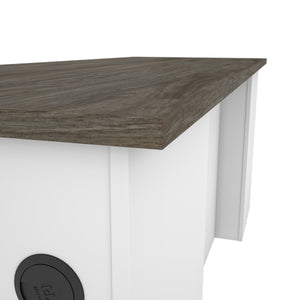 Modern U-shaped Desk in White & Walnut Gray