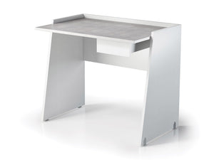 35" White & Concrete Finish Desk with Drawer