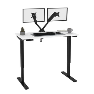 White & Black 48" Twin Monitor Adjustable Desk