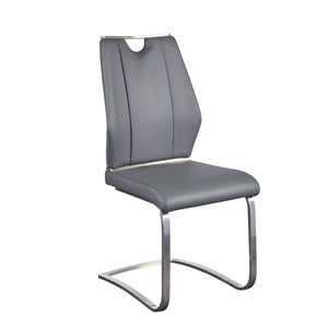 Gray Leatherette and Stainless Steel Guest or Conference Chair (Set of 2)