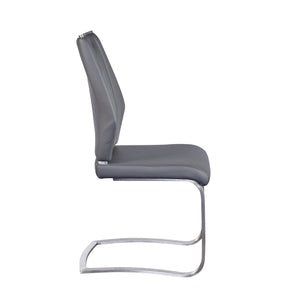 Gray Leatherette and Stainless Steel Guest or Conference Chair (Set of 2)
