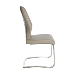 Taupe Leatherette and Stainless Steel Guest or Conference Chair (Set of 2)