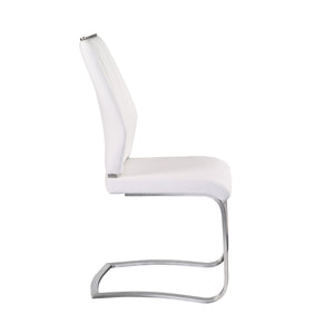 White Leatherette and Stainless Steel Guest or Conference Chair (Set of 2)