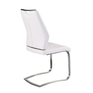 White Leatherette and Stainless Steel Guest or Conference Chair (Set of 2)