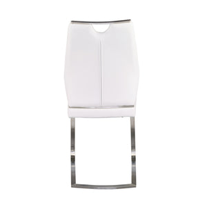 White Leatherette and Stainless Steel Guest or Conference Chair (Set of 2)