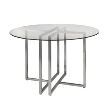 Load image into Gallery viewer, Clear Glass &amp; Brushed Stainless Steel 42&quot; Meeting Table
