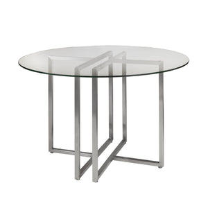 Clear Glass & Brushed Stainless Steel 42" Meeting Table