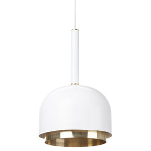 Clean White Steel Pendant Lamp with Brass Accent