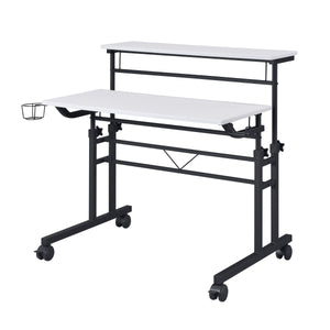 36" Rolling White Wire-Frame Desk