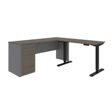 Load image into Gallery viewer, Bark Gray and Slate Single Pedestal Desk with Included Height Adjustable Desk
