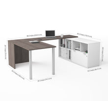 Load image into Gallery viewer, Executive U-Shaped 60&quot; Desk in Bark Gray and White

