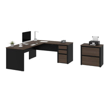 Load image into Gallery viewer, L-Shaped Desk with Included Lateral File in Antigua &amp; Black
