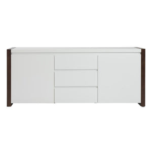 Striking White Storage Credenza w/ Walnut Frame