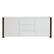 Load image into Gallery viewer, 51&quot; Matte White Lacquer &amp; Dark Walnut Desk with Drawers
