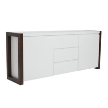 Load image into Gallery viewer, Striking White Storage Credenza w/ Walnut Frame
