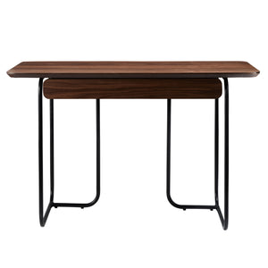 Walnut Veneer and Black Steel 48" Desk with Drawer