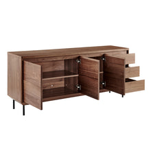 Load image into Gallery viewer, Rustic Walnut 63&quot; Credenza with Drawers &amp; Cabinets
