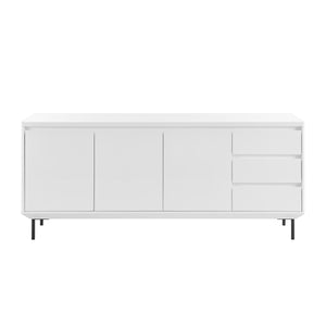 White Gloss 63" Credenza with Cabinets & Drawers