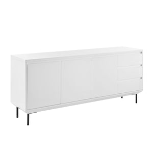 White Gloss 63" Credenza with Cabinets & Drawers