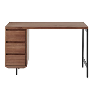 Walnut 47" Single Pedestal Desk with 3-Drawer File
