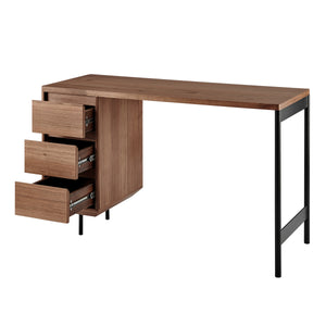 Walnut 47" Single Pedestal Desk with 3-Drawer File