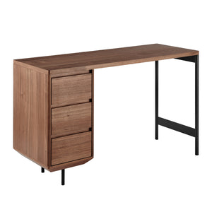 Walnut 47" Single Pedestal Desk with 3-Drawer File