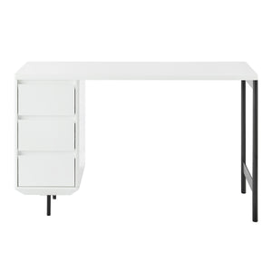 White 47" Single Pedestal Desk with 3-Drawer File