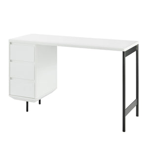 White 47" Single Pedestal Desk with 3-Drawer File