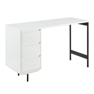 White 47" Single Pedestal Desk with 3-Drawer File